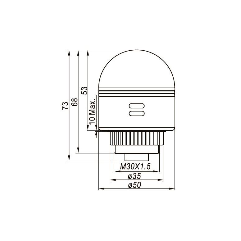 dimensions voyant tri-led buzzer svei3