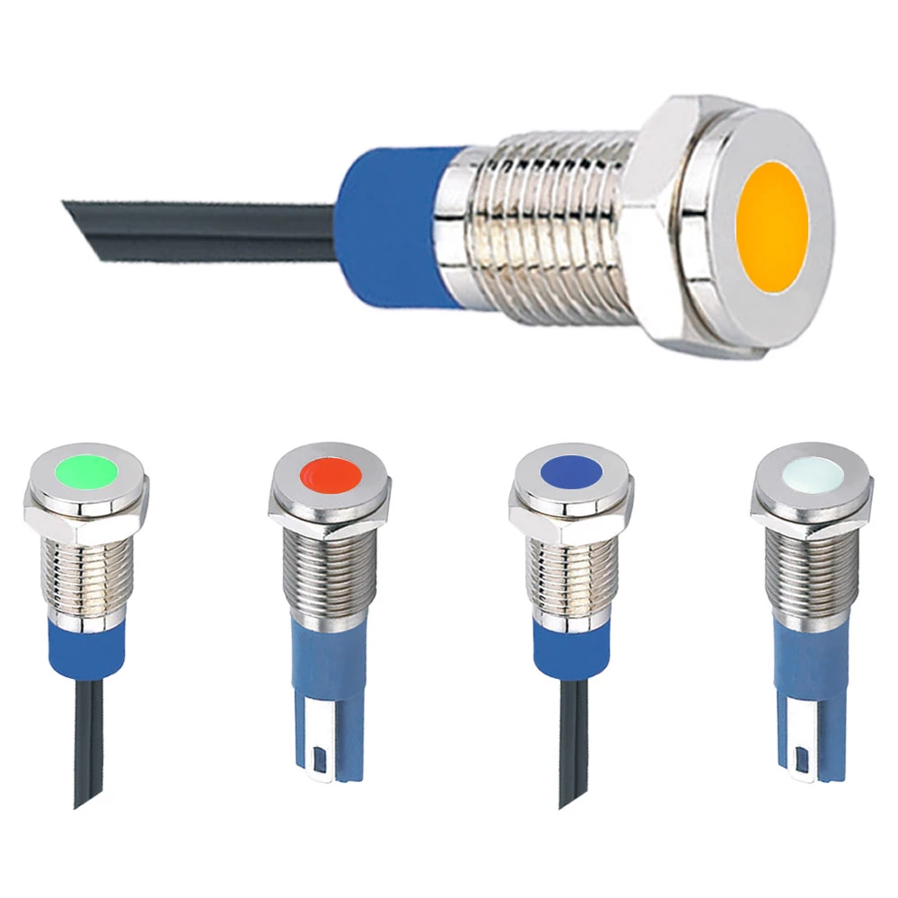 Témoin Lumineux Métal 8 Mm 24V CC LED Rouge Clignotant – Étanche & Robuste XD8-2 Pour Chantier, Auto, Signalisation