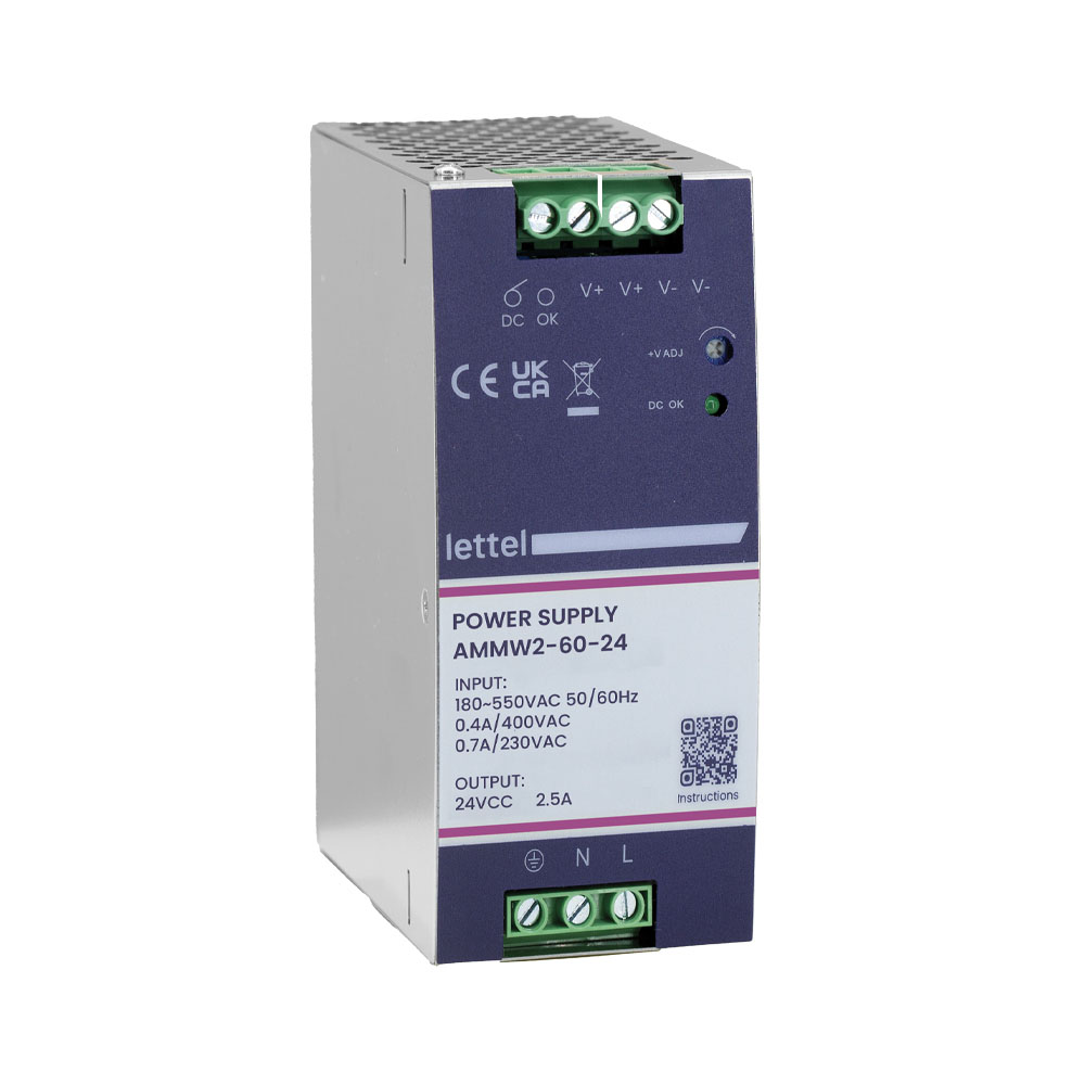 Alimentation AMMW2 60W 24V, entrée 180-550V AC, rail DIN