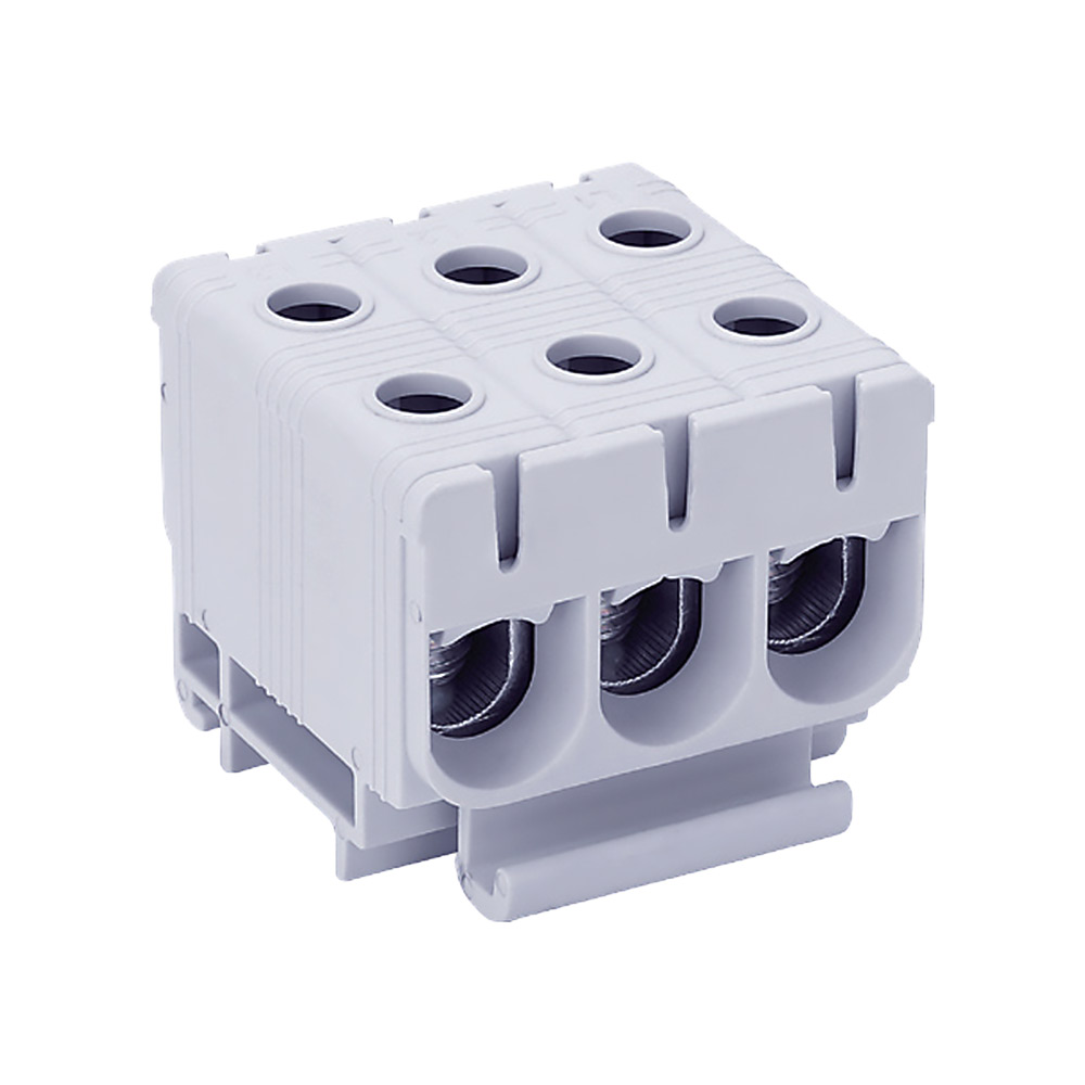Bloc de jonction triphasé 3 pôles 160A L1 L2 L3 rail DIN distribution industrielle