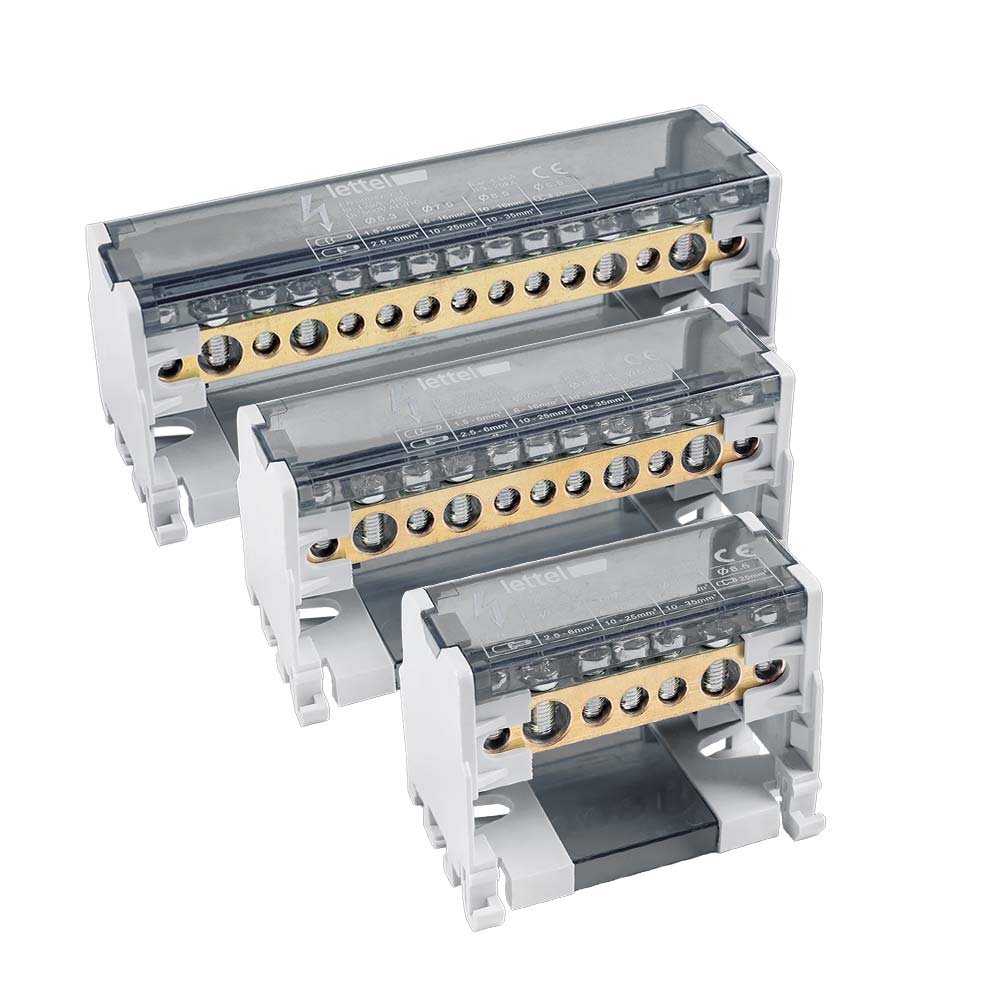 Bornier répartiteur bipolaire 125A 7 11 ou 15 connexions 500V tableau électrique rail DIN distribution