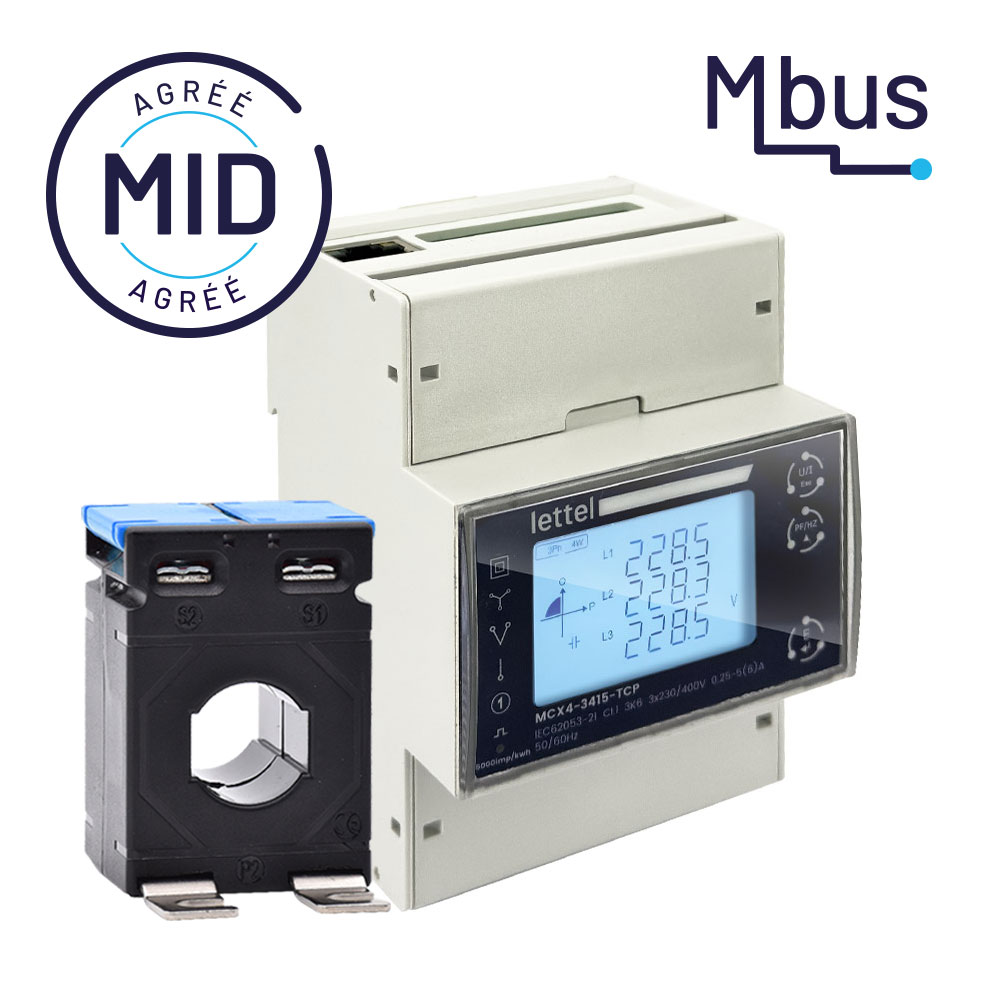 Compteur d’énergie MBus MID avec transformateurs de courant