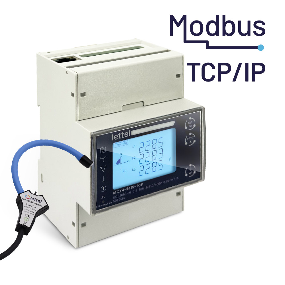 Compteur d’énergie Modbus RS485 et TCP/IP boucle Rogowski