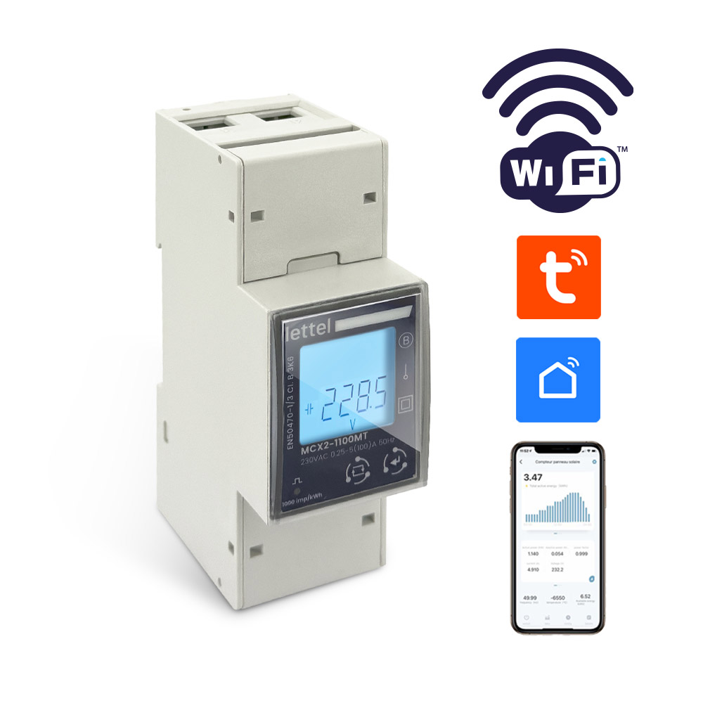 Compteur d’énergie monophasé 80A Wifi avec relais de coupure