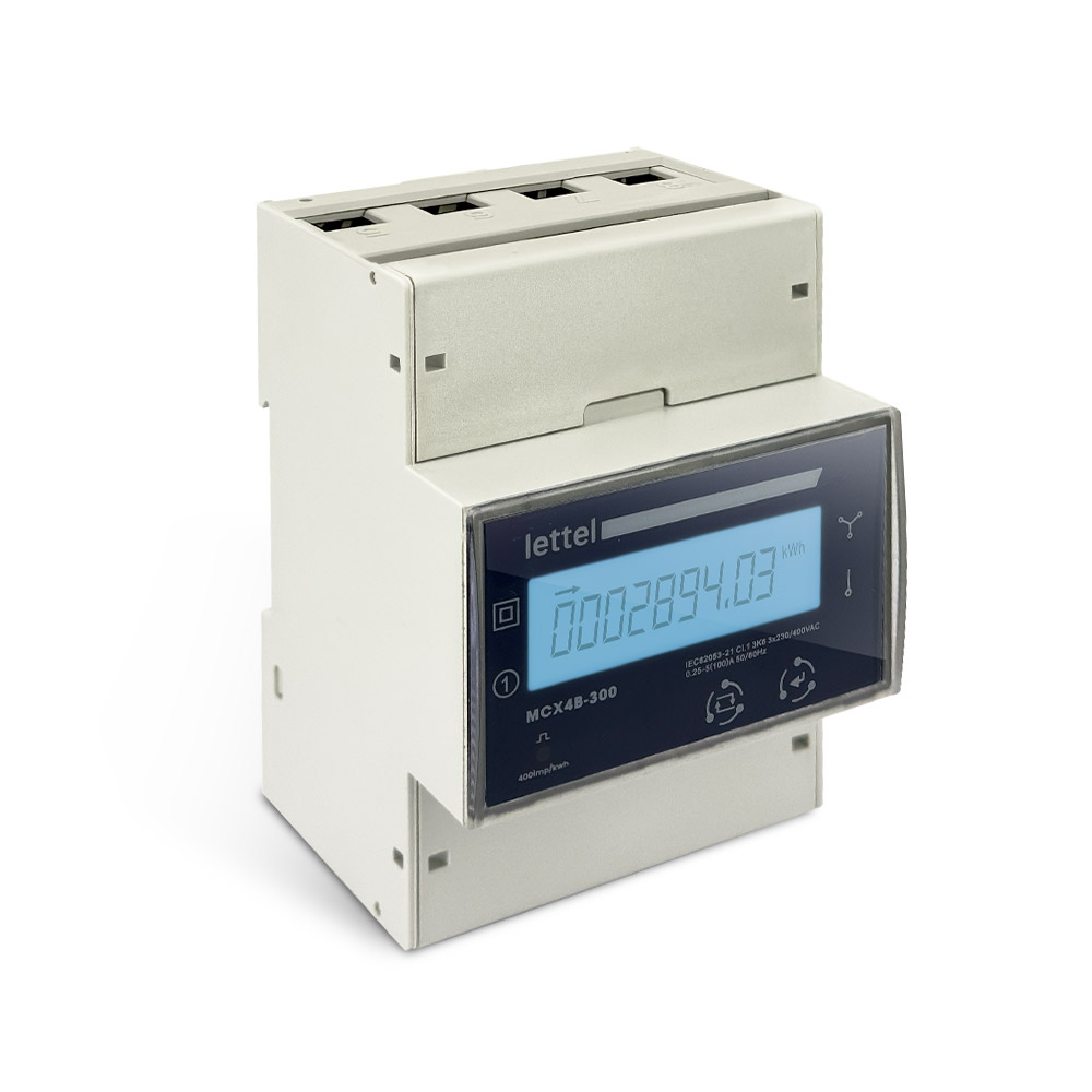 Compteur d’énergie tétrapolaire 100A à impulsions