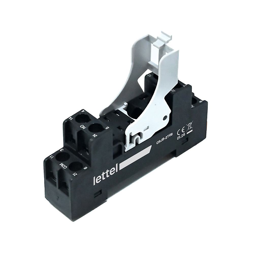 Socle relais CRJB-2T borne à vis rail DIN 35 mm pour relais industriel embrochable CRJ-2 8A
