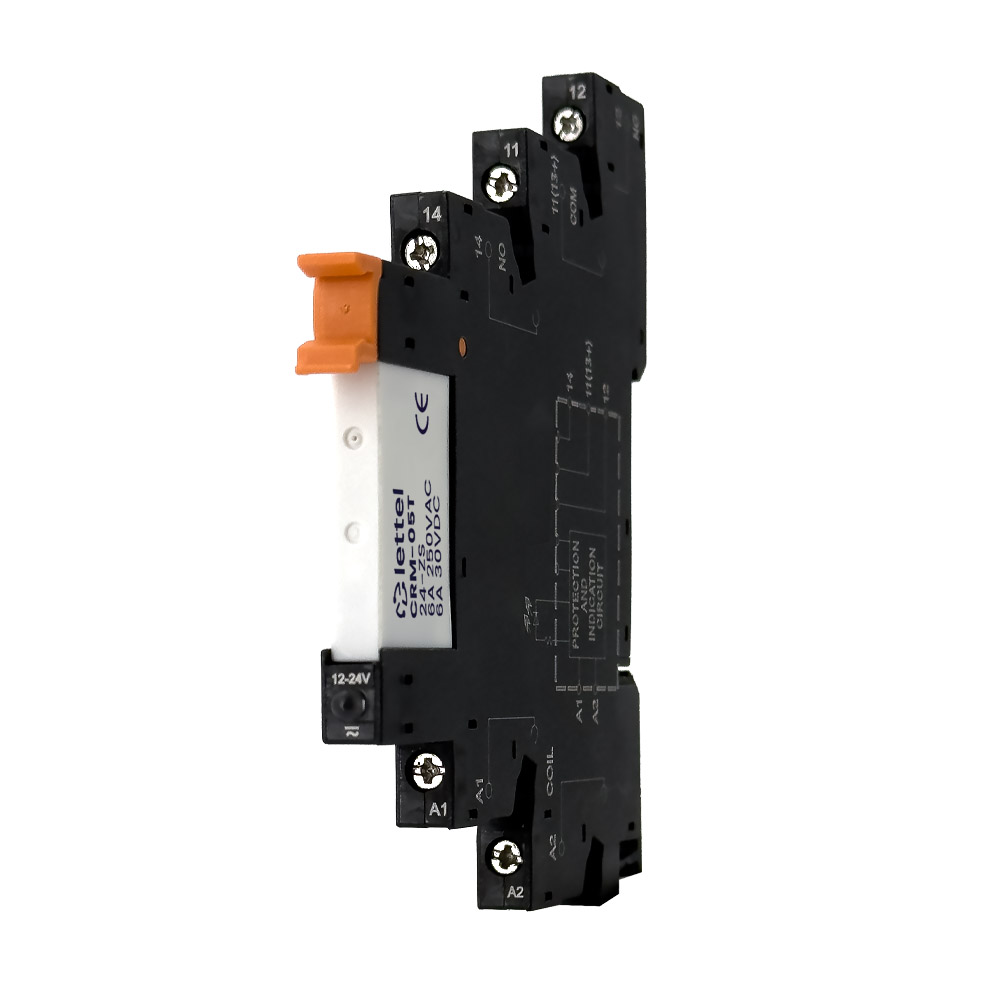 Relais miniature avec socle rail DIN 6A borne à cage LED intégrée