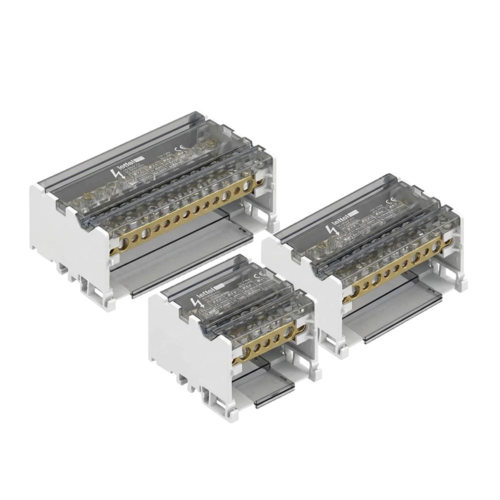 Répartiteur tétrapolaire 125A 7, 11 ou 15 connexions pour tableau électrique rail DIN - DDB-4BE125