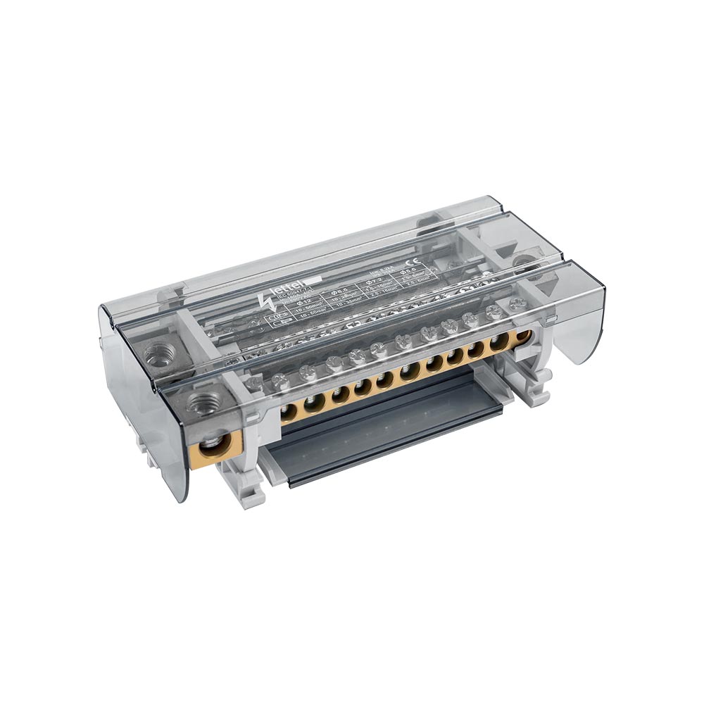 Bornier répartiteur tétrapolaire 160A 12 connexions 690V connexion latérale tableau électrique haute puissance