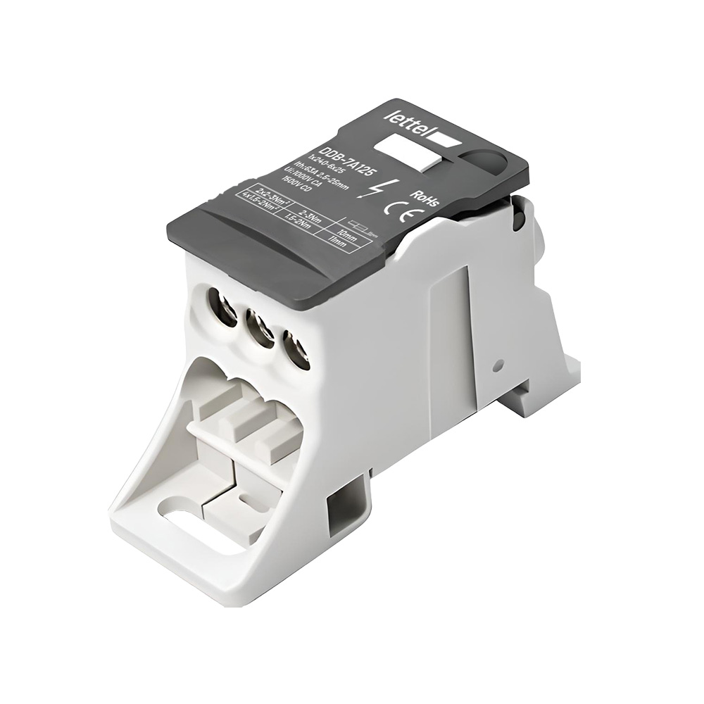 Répartiteur unipolaire 125A 7 sorties bloc de distribution rail DIN