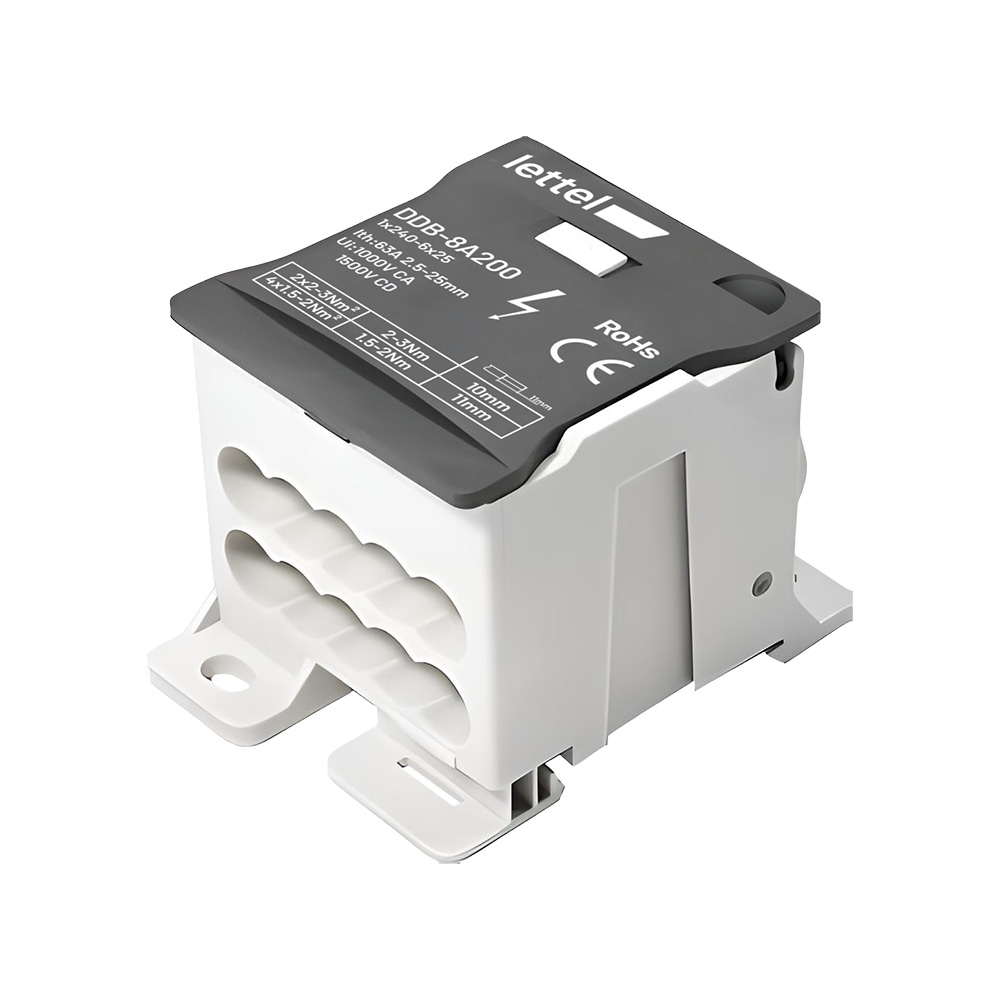 Répartiteur unipolaire 200A 8 sorties bloc de distribution rail DIN