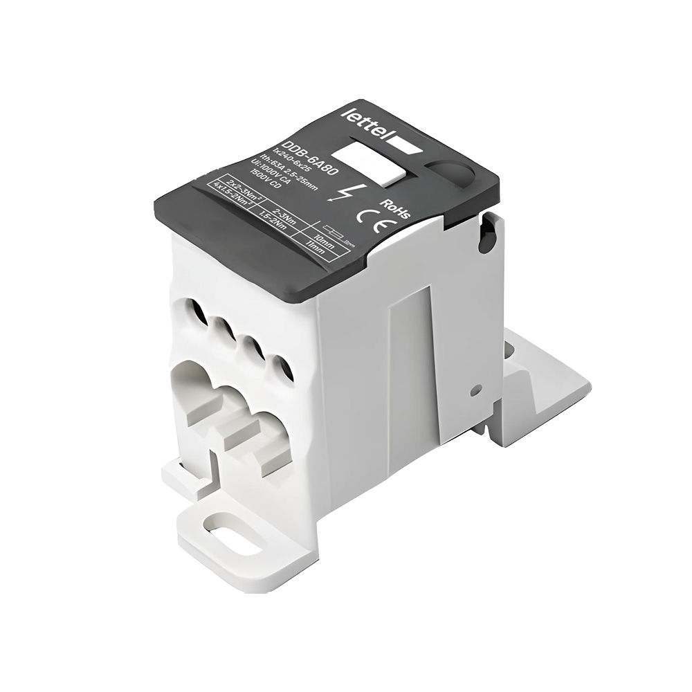 Répartiteur unipolaire 80A 6 sorties bloc de distribution électrique rail DIN