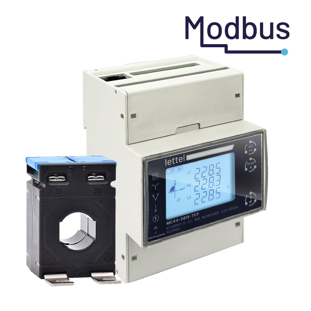Compteur d’énergie 400V Modbus avec transformateurs de courant