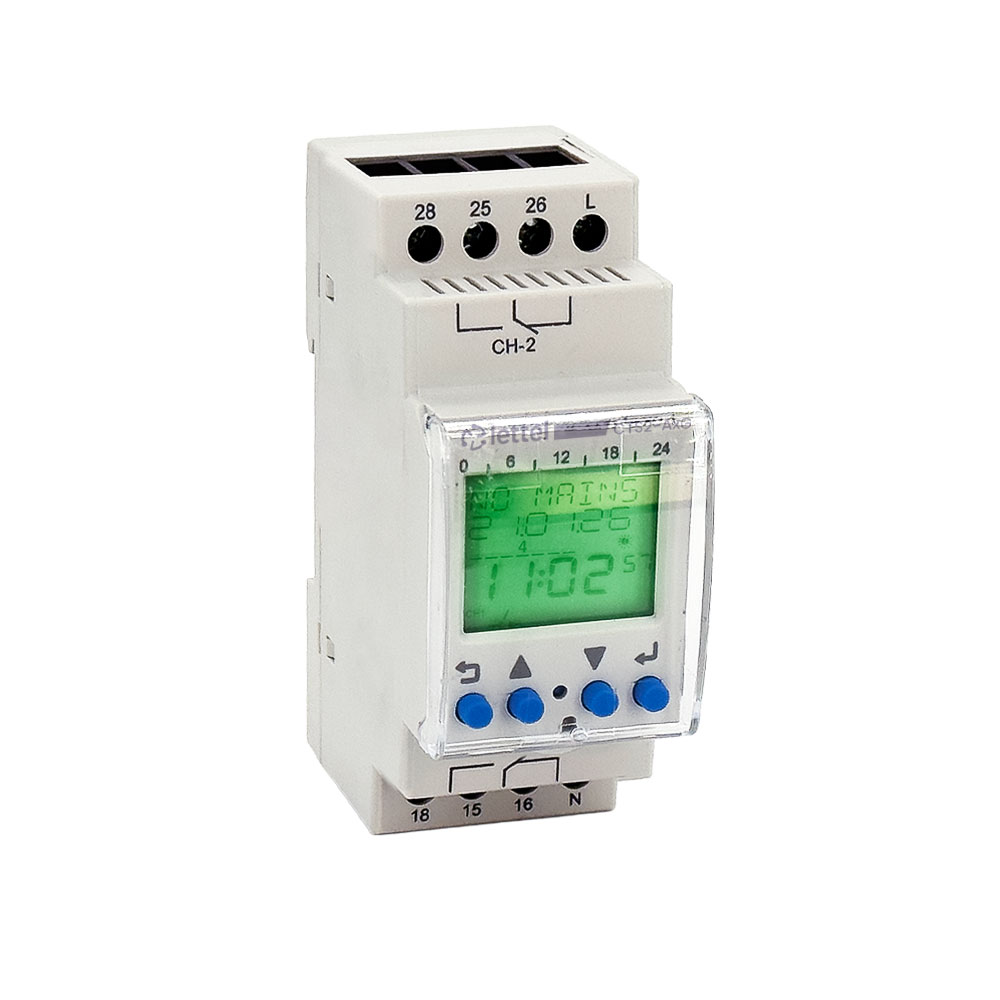 Horloge programmable modulaire 2 modules 2 contacts inverseurs 16A multi-programmes