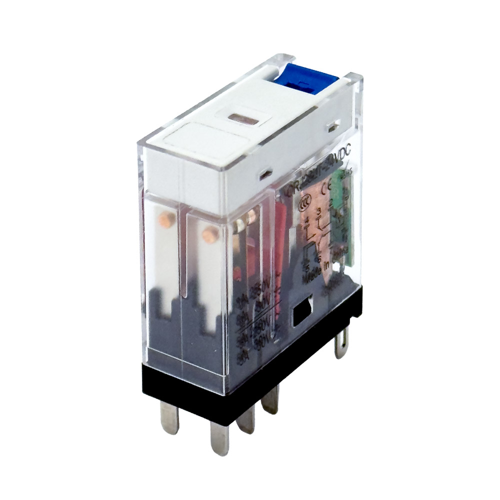 Relais interface enfichable CRJ-2S 8A double inverseur 2x NO/NF 12,8 mm