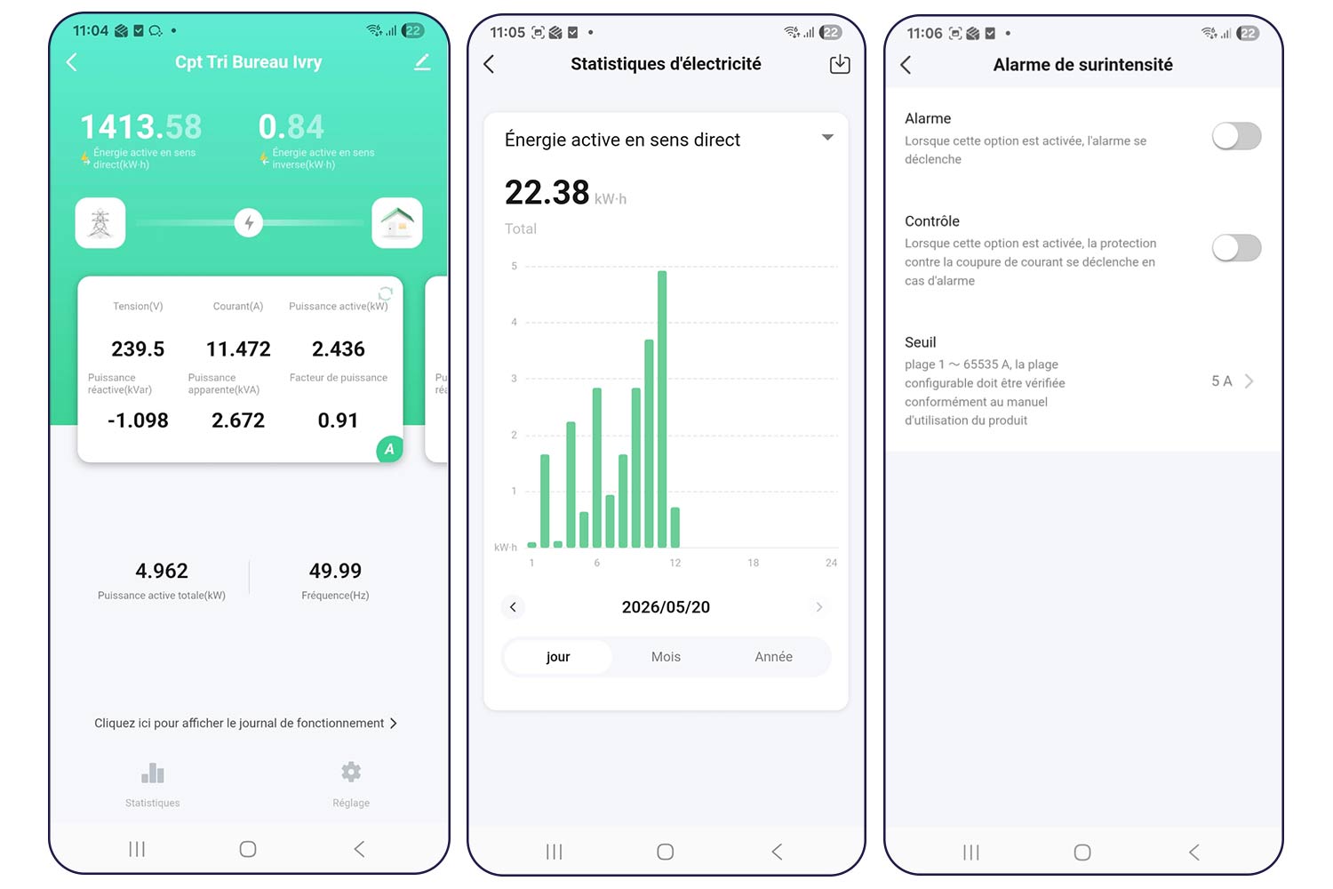 Capture écran application compteur wifi